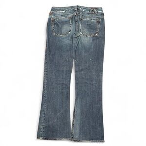 Y2K Western Glove Works Distressed Faded Low Rise Bootcut Flared Jeans